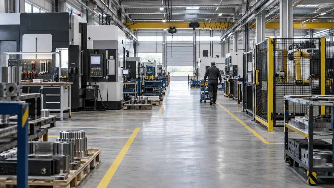 Repart prodhimi me makineri CNC, vende pune të mbrojtura dhe korsi të shënuara me të verdhë